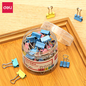 【JL】得力 8556-6#彩色长尾票夹15mm(筒装)(混)(60只/筒) 8556-6