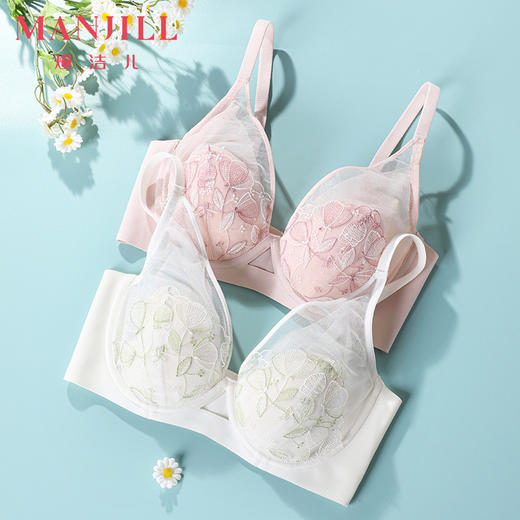 【大胸显小BC杯】熳洁儿 创新爱心杯性感蕾丝文胸舒适无痕轻薄透气收副乳23261539 商品图5