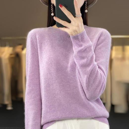 丁摩一线成衣羊毛衫女宽松圆领百搭针织毛衣打底羊绒AL D202 商品图0