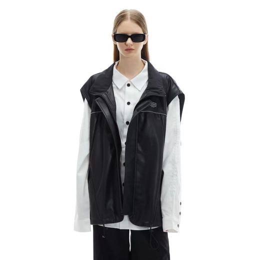 1NXX PU皮 廓形宽松 皮背心马甲 BX048 商品图0