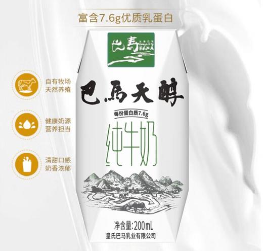 【巴马天醇】纯牛奶 健康奶源 营养担当 200ml*10盒 商品图3