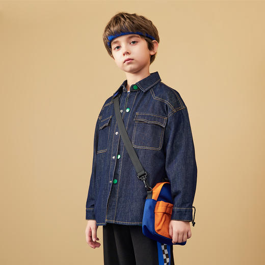 【秒2】【MQD】男童童装秋新款男童牛仔外套儿童宽松净色韩版外套 商品图3