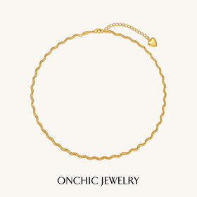 Onchic波浪纹项链女轻奢小众设计感锁骨链素链叠戴蛇骨链日常百搭