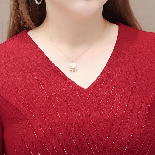 QYM JDN8828-Y时尚拼结假两件镶钻连衣裙包臀裙 商品图3