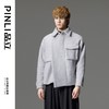PINLI品立2023秋冬新品男士翻领短款呢大衣不规则宽松潮呢子外套B233102032 商品缩略图0