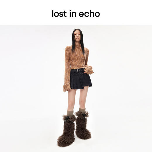 [捡漏价]lost in echo秋季设计师品牌时尚马海毛保暖修身圆领镂空短款毛衣 商品图4