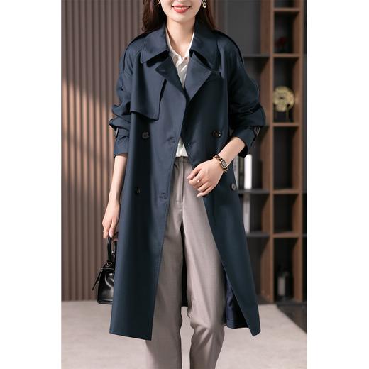 【现货7天】英伦双排扣宽松减龄中长款风衣外套女2023秋季新款韩版大衣 商品图1