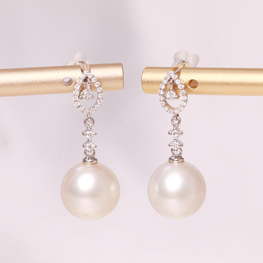 美裕  金18K海水珍珠耳钉 南洋珠 12.5-13mm白 106831 商品图2