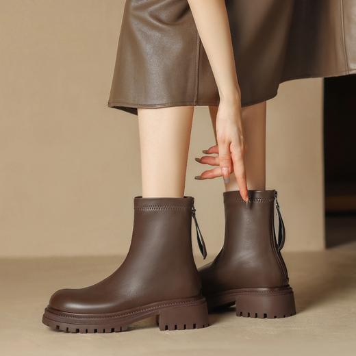 ZHR马丁靴女2023秋冬新款英伦风时髦短靴圆头厚底女短靴休闲百搭 商品图11