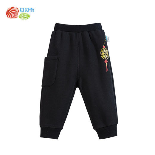 贝贝怡童装男女童秋冬款加绒长裤国潮风保暖束脚裤儿童暖绒蹦蹦裤233K2538
 商品图7