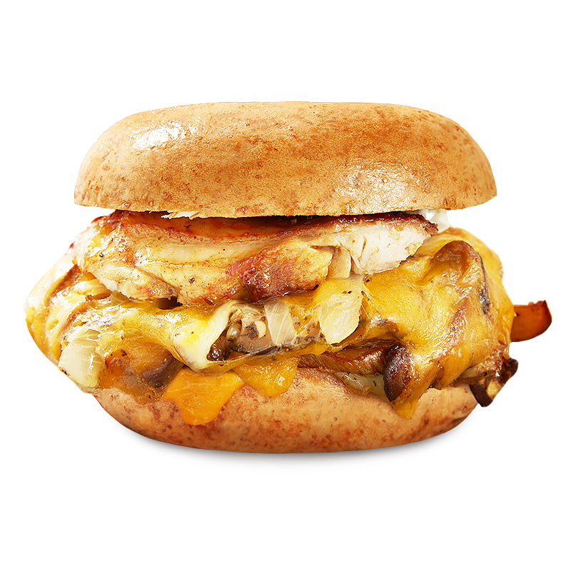 尖椒鸡腿芝士贝果汉堡