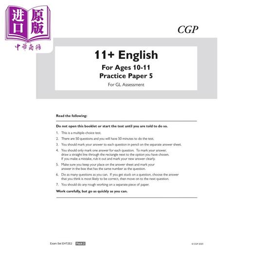 【中商原版】11+ GL English Practice Papers: Ages 10-11 Pack 2 (with Parents Guide & Online Edition) 商品图2