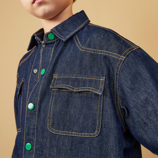 【秒2】【MQD】男童童装秋新款男童牛仔外套儿童宽松净色韩版外套 商品图4