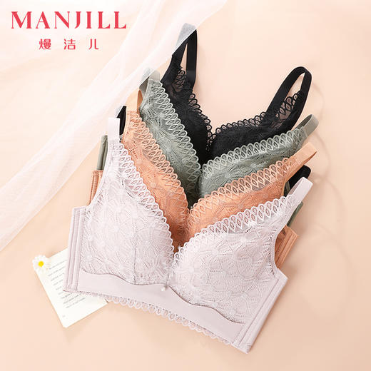 熳洁儿 轻薄透气舒适内衣女大胸显小收副乳防下垂性感蕾丝文胸21751503 商品图5