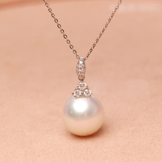 美裕 金18K海水珍珠吊坠 南洋珠吊坠13-13.5mm白 106439 商品图3