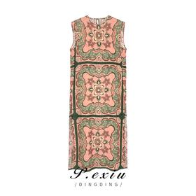 PanYiXiu/潘依绣【南风里】真-丝-浪漫复古茶歇无袖连衣裙W-61349