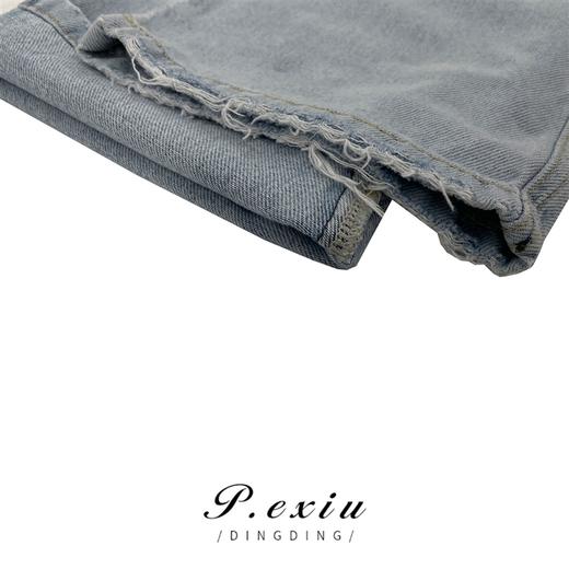 01-1 潘依绣丁丁宠粉春夏宽松垂感磨破浅色直筒牛仔裤  Z3219 商品图2