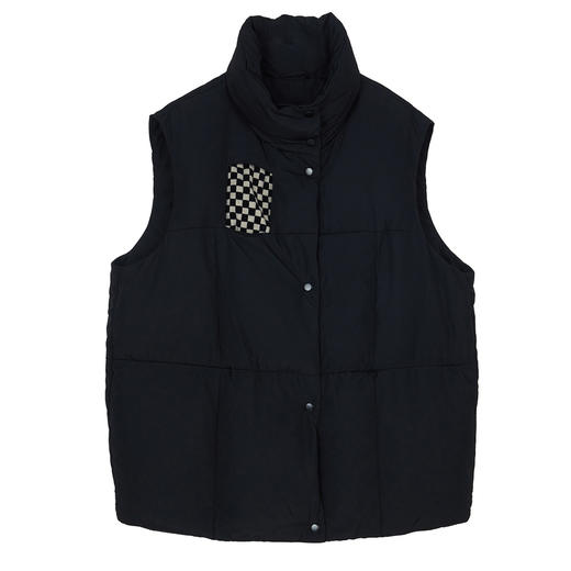 谜底中长款羽绒马甲女2023冬款立领棋盘格拼色鸭绒保暖239MY7308 商品图4