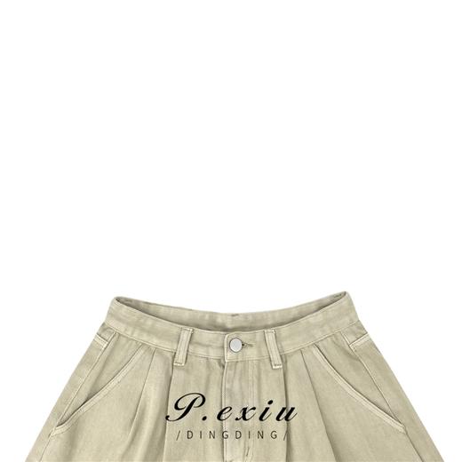 04-3潘依绣丁丁宠粉PanYiXiu/潘依绣夏季新款复古水洗时尚百搭阔腿牛仔短裤 D5911 商品图2