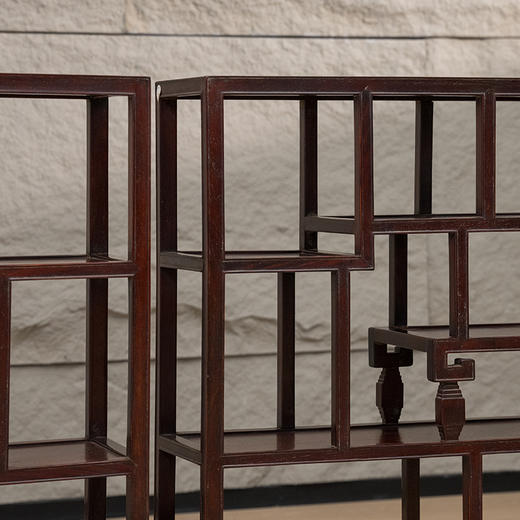 清 红木博古架摆件（一对） 商品图1