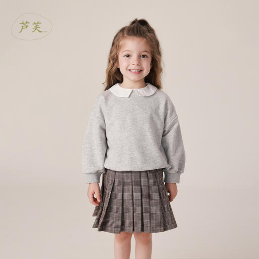 【马克珍妮 芦芙】秋装新款 女童假两件衬衫领宽松卫衣230309 商品图0