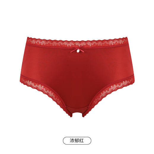 都市丽人基础系列锦泳薄透丝滑低腰平角女士内裤新年本命年红品LK32E5 商品图11