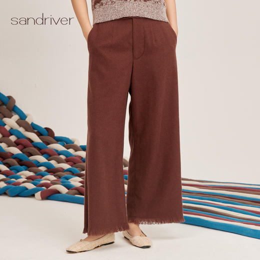 羊绒流苏边休闲女裤SJF95W656W 商品图0