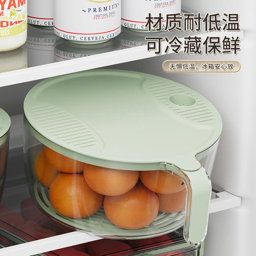 「可沥水盖顶！两款配色」免手洗淘米洗菜篮 水果蔬菜沥水篮冰箱保鲜盒厨房用品 商品图2