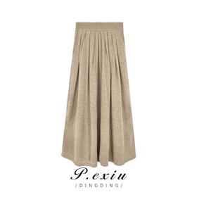 03-4潘依绣丁丁宠粉PanYiXiu/潘依绣秋冬新款韩系松紧腰显瘦百褶裙针织半身裙 ZZ0239