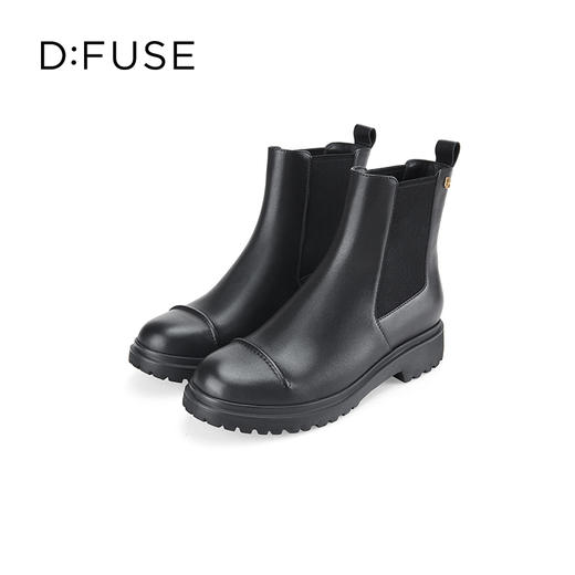 Dfuse迪芙斯冬新款牛皮圆头厚底切尔西短靴大黄靴DF34116155 商品图9