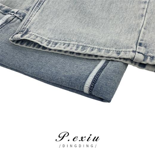 03-5潘依绣丁丁宠粉潘依绣丁丁设计款双扣休闲百搭显瘦浅蓝色直筒牛仔裤  D5756 商品图2