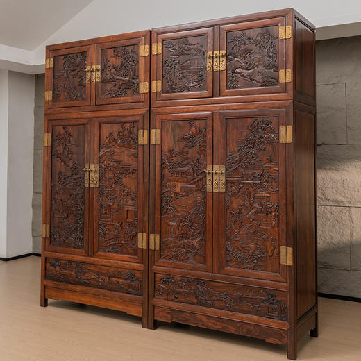 清 红木高浮雕人物故事四件柜 商品图4