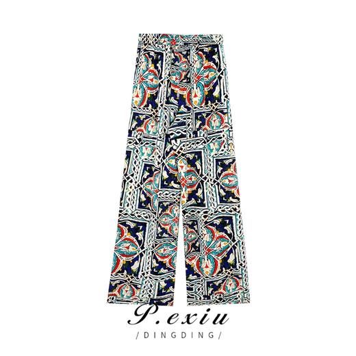 04-6潘依绣丁丁宠粉夏季宽松复古民族风时尚抽绳直筒休闲裤 WH23063 商品图1