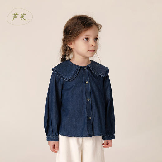 【马克珍妮 芦芙】秋装新款花边翻领纯棉牛仔衬衫 231570 商品图1