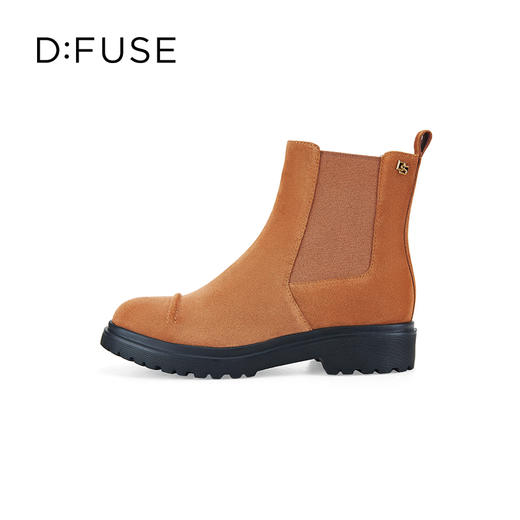 Dfuse迪芙斯冬新款牛皮圆头厚底切尔西短靴大黄靴DF34116155 商品图4