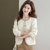 CC-33-2389羊毛针织开衫女士短款上小个子衣春秋钉珠高腰百搭小香风毛衣外套 商品缩略图0