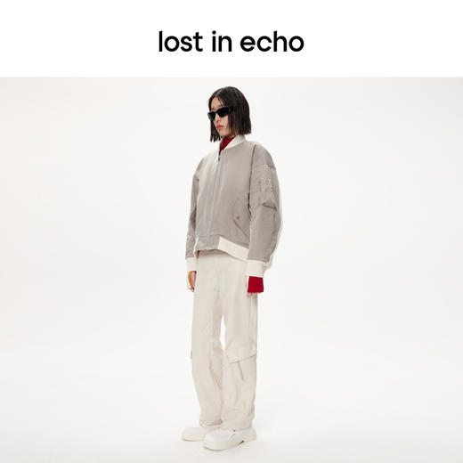 lost in echo设计师品牌美拉德风毛绒拼接宽松夹棉飞行员夹克外套 商品图4