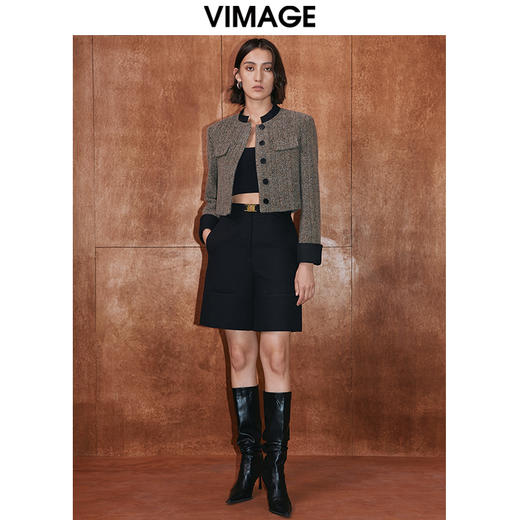 VIMAGE纬漫纪冬季新款时尚休闲通勤百搭简约直筒显瘦短裤V2005619 商品图1