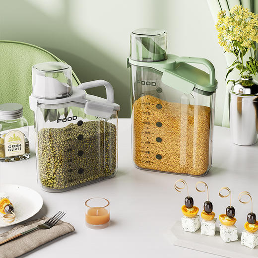 「双重密封！贴心提手」透明密封储物罐食品五谷食用油收纳防潮防虫防尘带刻度杂粮罐厨房用品 商品图1