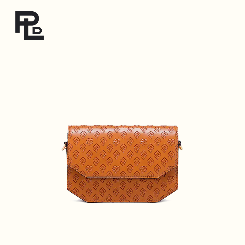 保兰德PLD东方雅奢45度老花压纹头层牛皮小方包链条包通勤必备女包