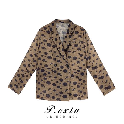 04-6潘依绣丁丁宠粉-天-丝-韩版时尚设计感宽松印花西装外套 W-61259 商品图0