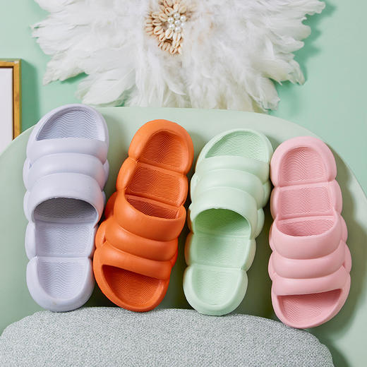 【柔软Q弹“毛毛虫”！踩屎感拖鞋】时尚百搭，软韧EVA，减震回弹 3.5cm厚底，软而不塌，防滑抓地，耐磨耐踩，多色可选毛毛虫拖鞋棉 商品图0