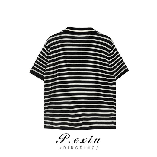 03-4潘依绣丁丁宠粉夏季宽松简约气质显瘦针织Polo领短袖T恤 ZZ0177 商品图1