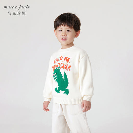 马克珍妮秋装新款 男童趣味恐龙提花宽松针织衫毛衣 231828 商品图0