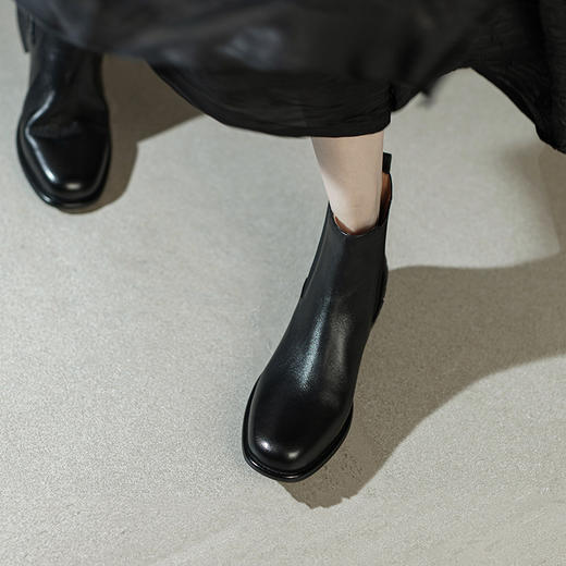 切尔西短靴加绒烟筒靴，平底马丁靴英伦风短靴YT-933-7 商品图3