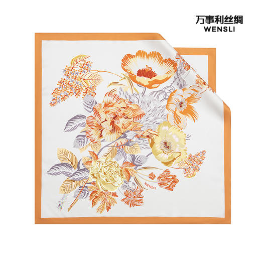 万事利“芙蓉花开”63厘米双面印花中方巾 商品图3