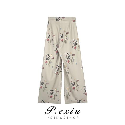 01-1潘依绣丁丁宠粉【普罗旺斯】春夏设计感小众垂感西裤印花直筒休闲裤 SH5017 商品图1