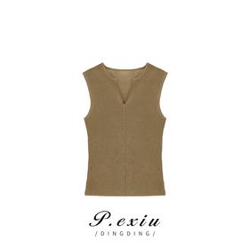 PanYiXiu/潘依绣秋季新款气质修身显瘦V领无袖针织背心 ZZ0250