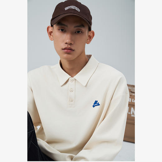 西遇长袖POLO领T恤男新款简约通勤针织面料上衣11832218 商品图3