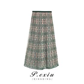 04-3潘依绣丁丁宠粉PanYiXiu/潘依绣【花晨月夕】复古气质百褶半身裙W-61350